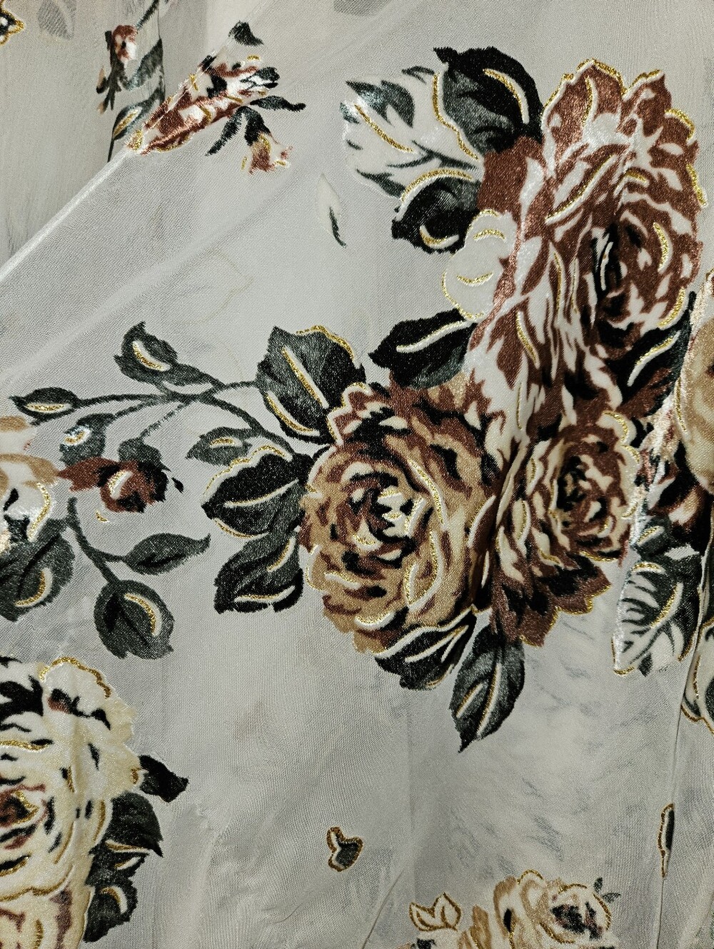 Marcus Adler Sheer Floral Kimono Cover-Up in Cream and Brown - Picture 4 of 12